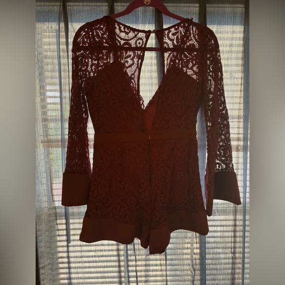 Blu Spero Maroon Lace Romper - Picture 4 of 9